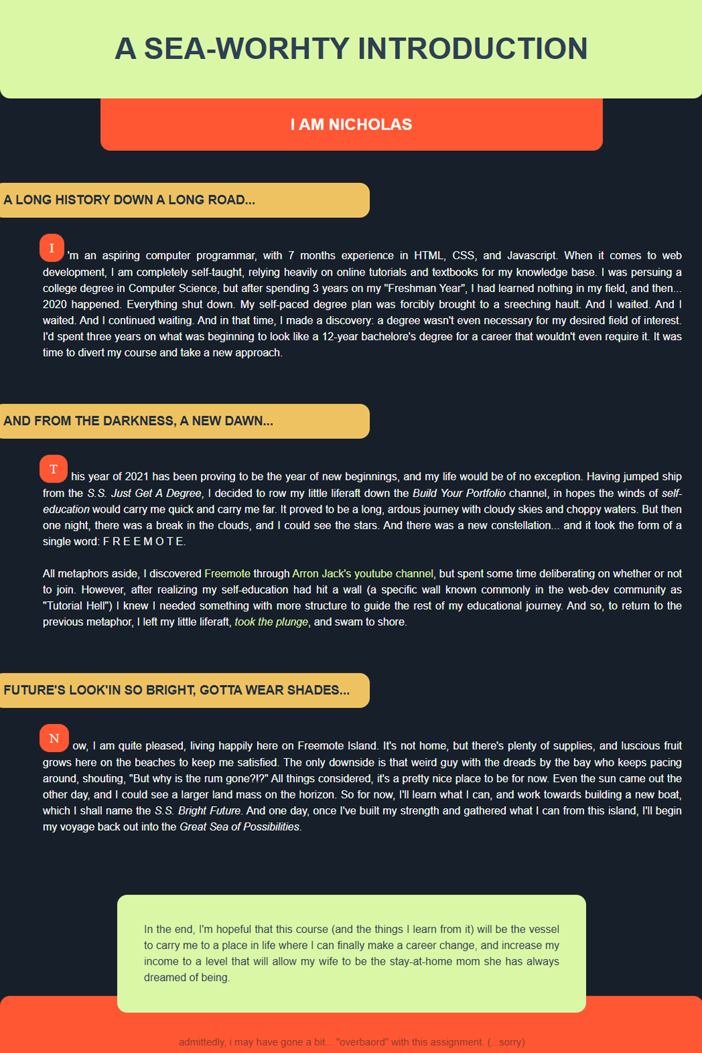 Cover art for Setting Out to Sea | The First Web Dev Project